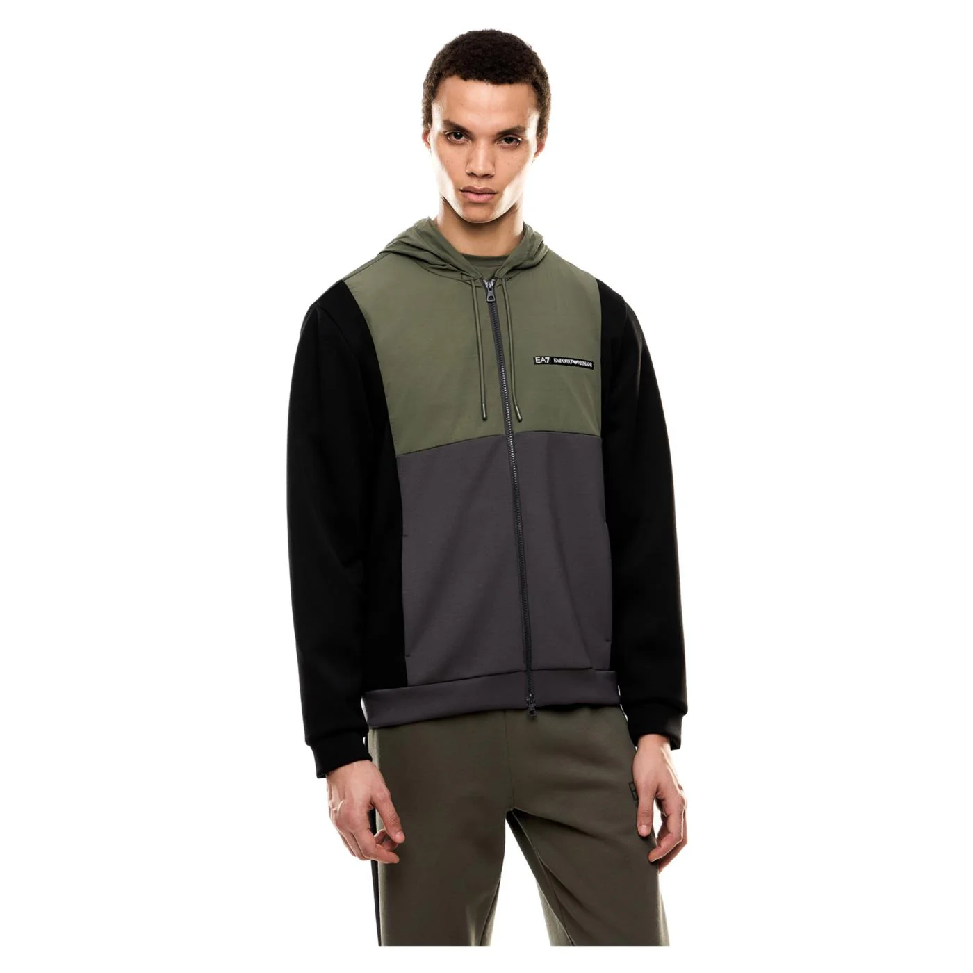 EMPORIO ARMANI 7 EA7 COLOUR BLOCK HOODIE FZ - Image 2