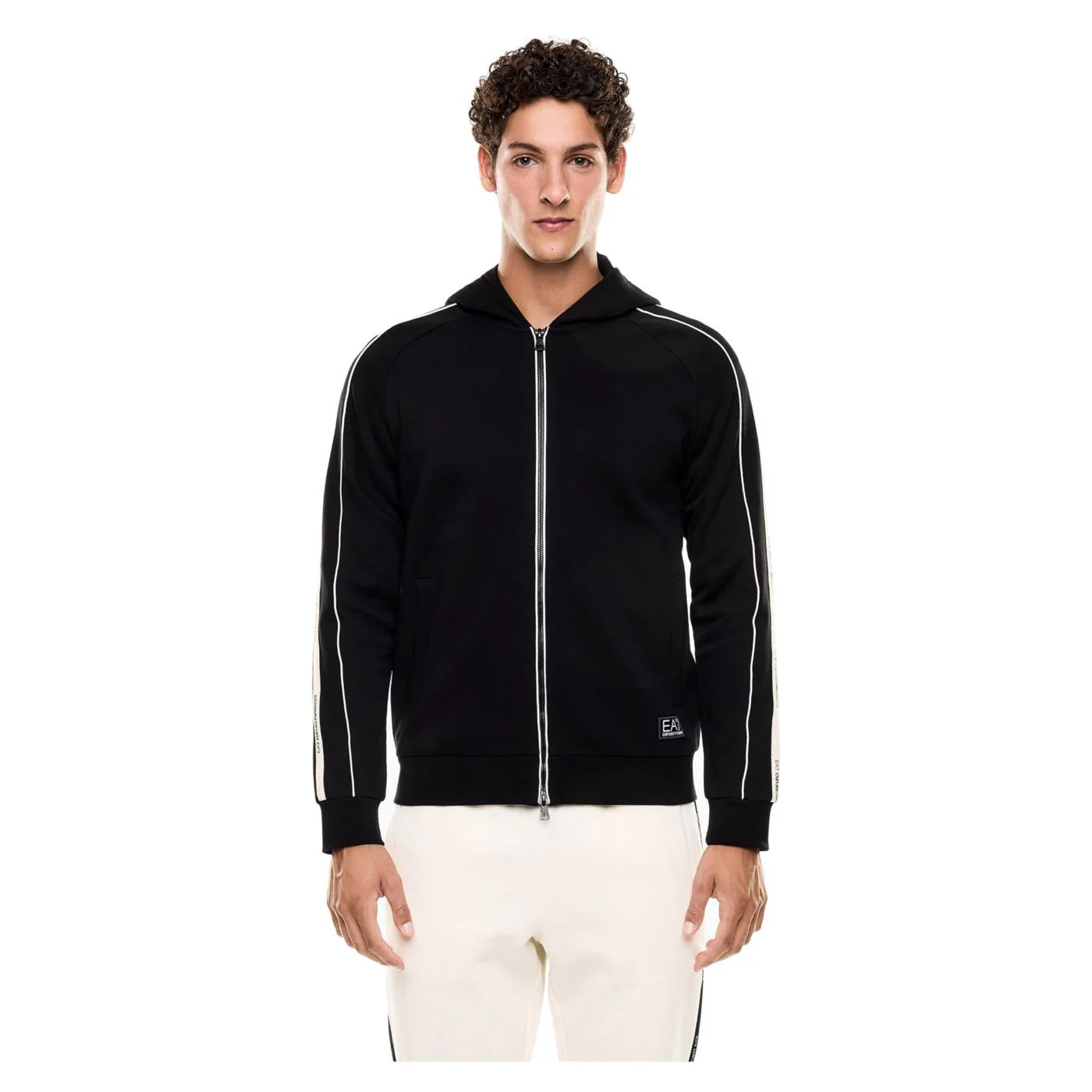 EMPORIO ARMANI 7 EA7 TRAIN LOGO TAPE HOODIE FZ - Image 2