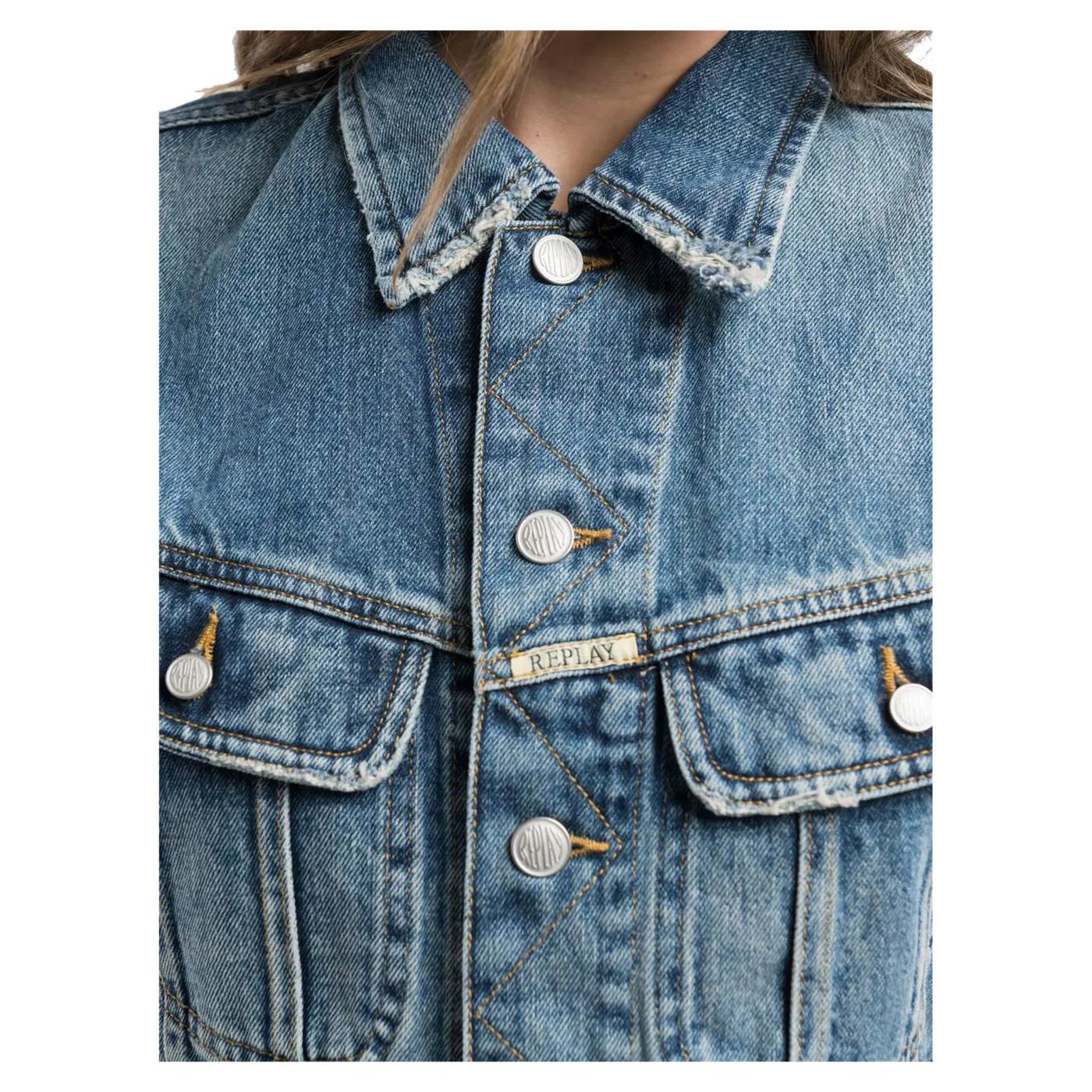 REPLAY GILET CROPPED IN DENIM - Image 4