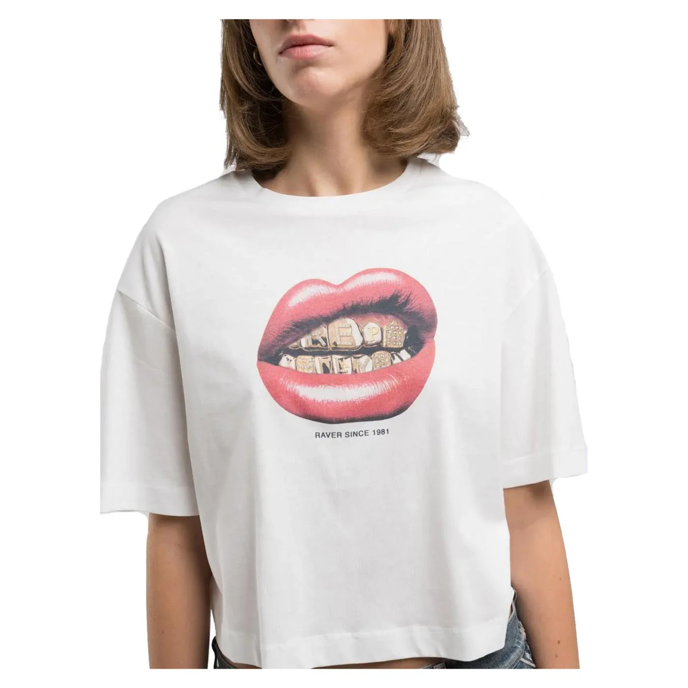 REPLAY TEE CROPPED STAMPATA - Image 3
