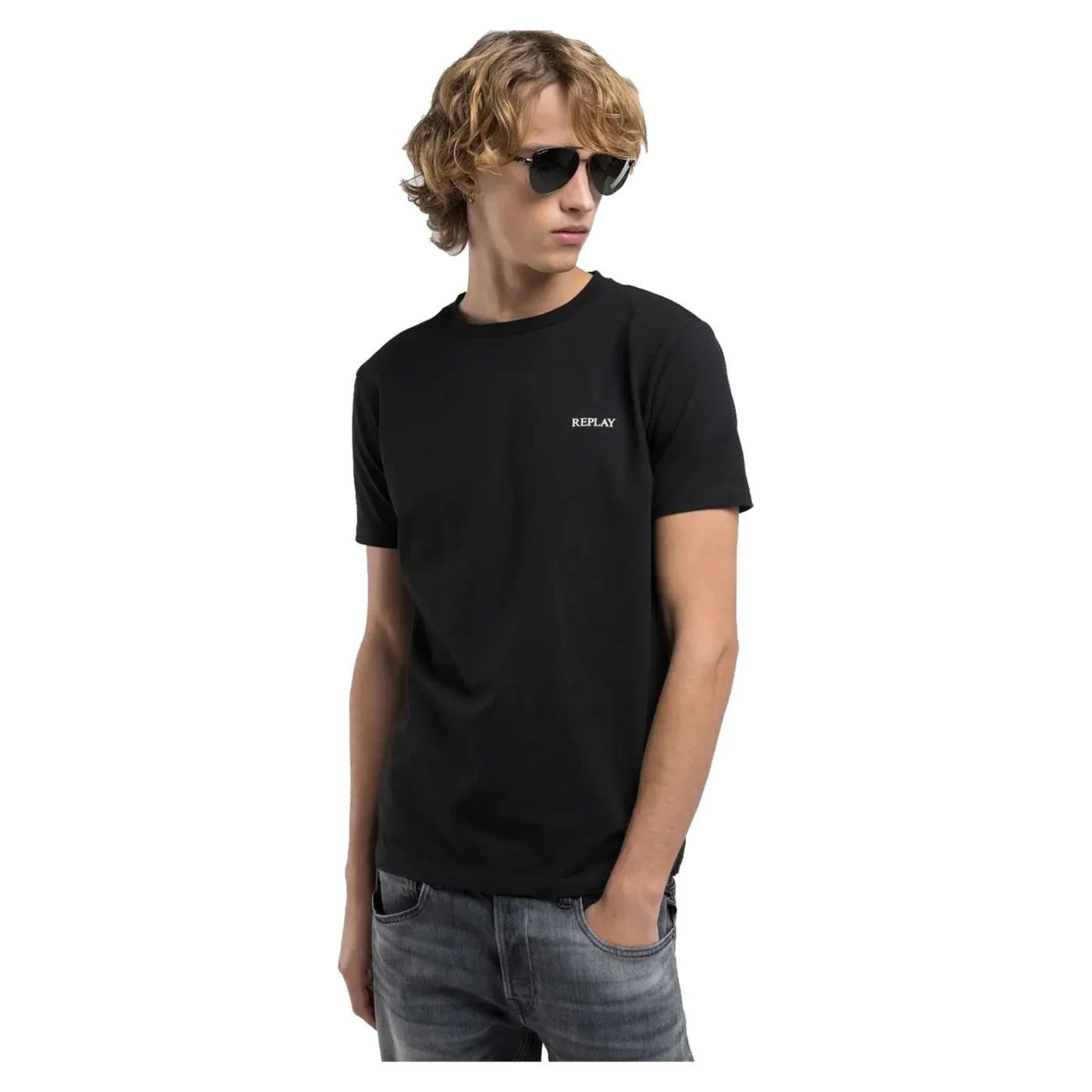 REPLAY TEE IN COTONE LETTERING - Image 2