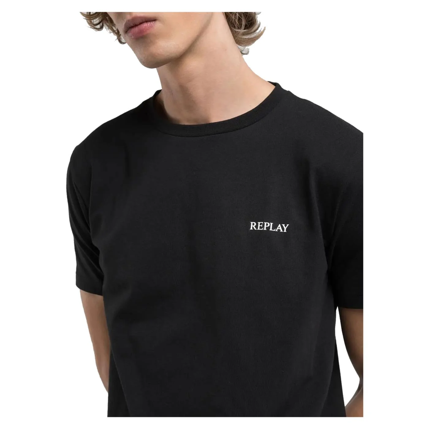 REPLAY TEE IN COTONE LETTERING - Image 3