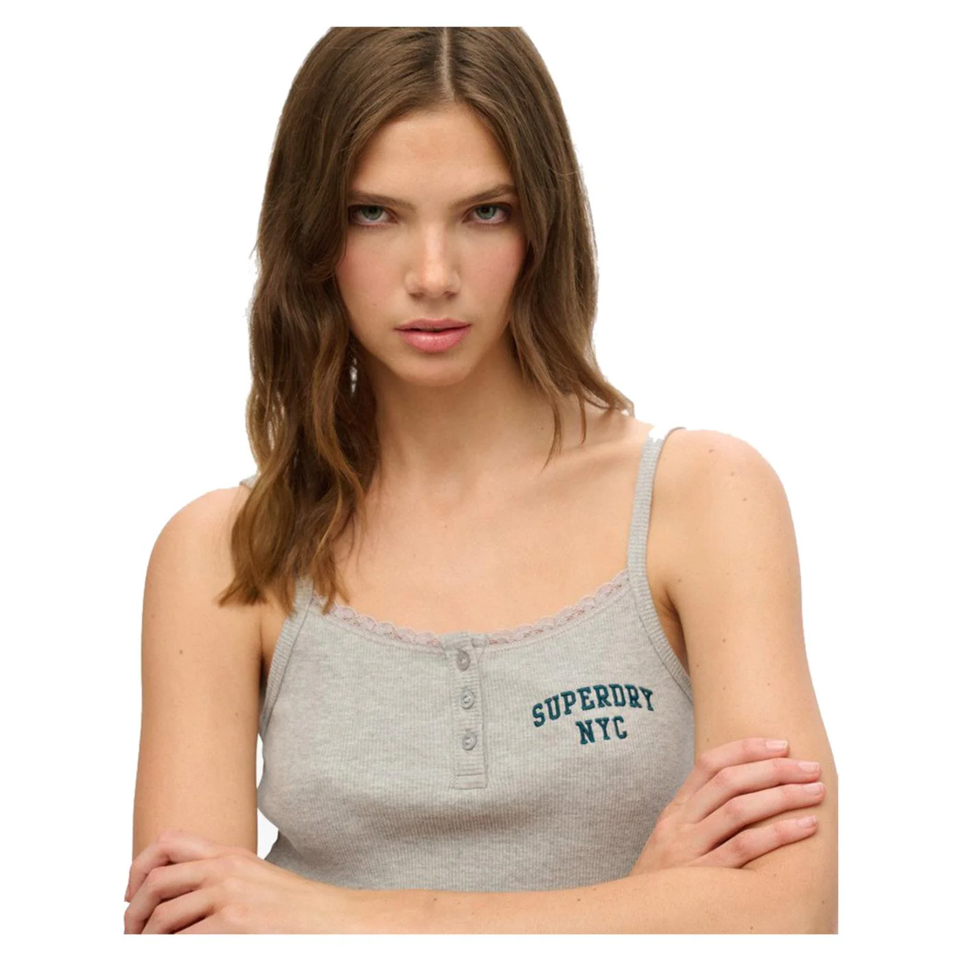SUPERDRY ATH EMBROIDER BUTTON CAMI - Image 3