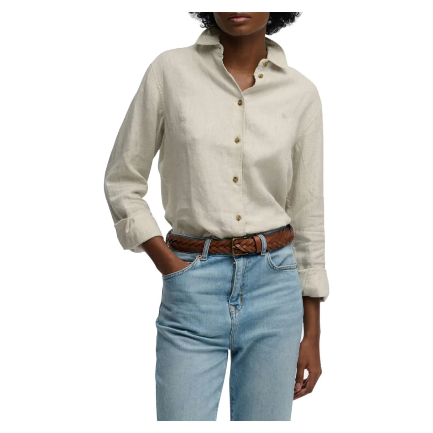 SUPERDRY LINEN BOYFRIEND SHIRT - Image 3